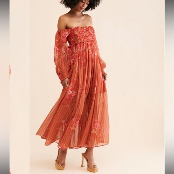 Free People Angel Eyes Maxi Dress in Brown NWOT